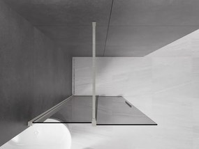 Mexen Velar, sprchová zástena s posuvnými dverami Walk-in 70 x 200 cm, 8mm šedé sklo, brúsená oceľ, 871-070-000-43-97