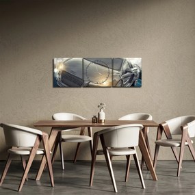 Obraz auta Audi - sivé (s hodinami) (90x30 cm)