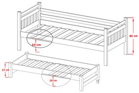 Detská posteľ 90 x 200 cm DANNY (s roštom a úl. priestorom) (borovica). Vlastná spoľahlivá doprava až k Vám domov. 1013120