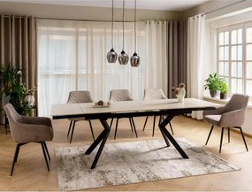 Jedálenský rozkladací stôl Norton 160/240 cm keramika travertín/čierny
