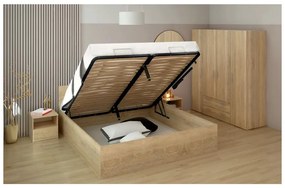 Tempo Kondela Posteľ s kovovým roštom a úložným priestorom, 180x200, dub sonoma, DOLI