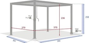 DEOKORK Záhradný hliníkový altánok elektrický MEGAN 4x3 m (ivory)