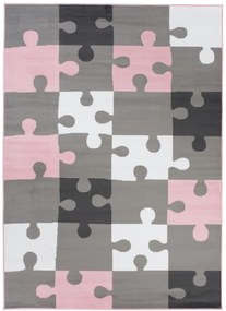 Detský koberec PINKY Z414C Puzzle sivý, ružový