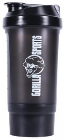 Gorilla Sports Shaker s priehradkou, 500 ml čierny