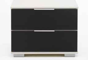 Nočný stolík Easy Plus, biely/čierne sklo