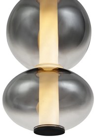 Art Deco závesná lampa čierna s dymovým a čírym sklom 5-svetiel Vrátane LED - Lizzy