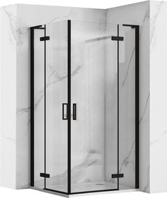 Štvorcový sprchovací kút REA HUGO DOUBLE BLACK 80x80, čierny/transparent - bez vaničky