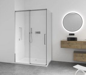 Cerano Lantono, sprchovací kút s posuvnými dverami 110(dvere) x 70(stena) x 195 cm, 8mm číre sklo, chrómový profil, CER-CER-432160