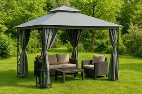 Záhradný pavilónový stan 3x3m - sivý - plné steny