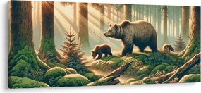Obraz - Medvede v lese (120x50 cm)