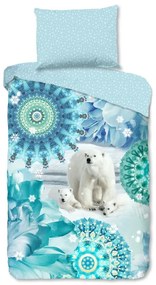 Modré flanelové obliečky na jednolôžko 140x200 cm Seppo – HIP