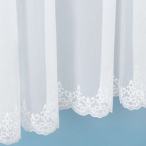 Biela záclona s perleťovo vytkávanou bordúrou zámocký vzor do oblúčka ZAC-028 výška 300 cm Šitie na mieru