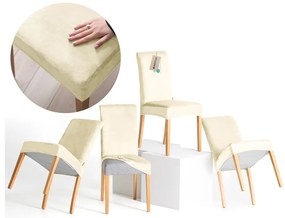 Krémové napínacie poťahy v súprave 4 ks na stoličku 48 cm Sento – Restilo
