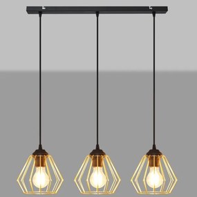 Luster na lanku AGAT 3xE27/15W/230V zlatá/čierna