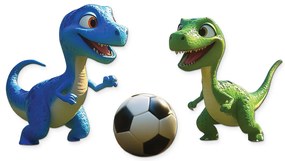 drevko |  Dekorácia na stenu Zápas malých dinosaurov  61 x 120 cm
