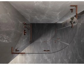 Mexen Lunar, L polkruhový výklopný sprchový kút ľavý 90 x 70 cm, 8mm číre sklo, profil ružové zlato, 833L-090L-070P-60-00