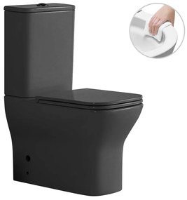 CERANO - WC kombi Hugo, Rimless + UF sedátko - čierna matná, CER-CER-538762