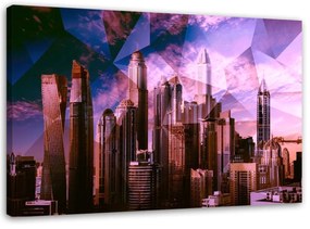Obraz na plátně Geometrické město Purple - 120x80 cm