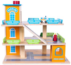 Wellhox Drevená garážová dráha s výťahom + autá