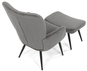 Relaxačné kreslo ušiak s taburetom ROYAL — kov, menčester, sivá