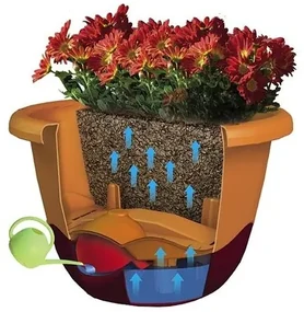 Samozavlažovací kvetináč Mareta 25 antracit, závesný, Plastia, pr. 25 cm