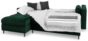 Zelená zamatová rozkladacia rohová pohovka Milo Casa Santo, ľavý roh