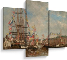 Obraz - Eugène Boudin, Festival in the Harbor of Honfleur, reprodukcia (90x60 cm)
