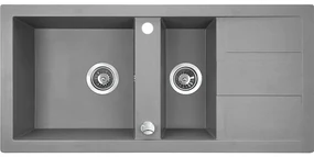 Laveo Barbados, 1,5-komorový granitový drez 1000x480x185 mm, šedá, LAV-SBB_531T
