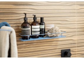 Svetlomodrá samodržiaca kovová kúpeľňová polička Grena – Compactor