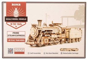 Robotime 3D drevené puzzle Parní lokomotiva Prime Steam Express 1:80 308 ks