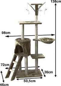 Škrabadlo pro kočky Hawaj 138 cm tmavě šedá