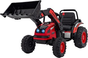 Ramiz Detský traktor na batérie Červený + pohyblivé rameno s lyžicou + diaľkové ovládanie + pomalý štart + FM rádio + LED
