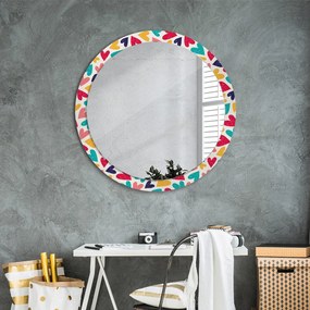 Okrúhle ozdobné zrkadlo na stenu Farebné srdcia fi 90 cm