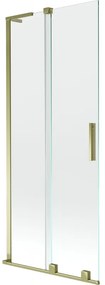 Mexen Velar L, 2-krídlová posuvná vaňová zástena 80 x 150 cm, 8mm číre sklo, zlatý lesklý profil, 896-080-003-01-50