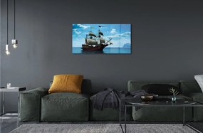 Obraz na skle Loď oblohy zatiahnuté morská 100x50 cm