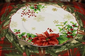 Bielo červený vianočný tanier dezertný 20cm