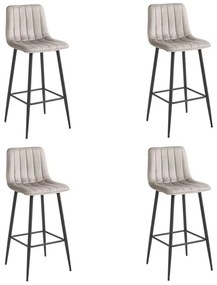 Set štyroch barových stoličiek POZZA zamatové tmavobéžové (čierne nohy) 4 ks
