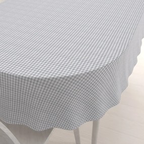 Biante Dekoračný oválny obrus Rebeka RE-015 Svetlo sivo-biela kocka malá 130x220 cm
