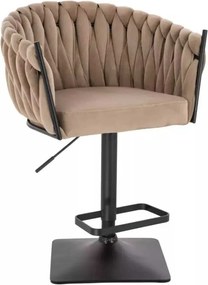 LuxuryForm DESIGN Barová stolička NORDEN VELUR na čiernej hranatej podstave - latte