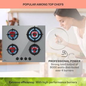 Klarstein Firetale, plynová varná doska, 4 hliníkové horáky, vrátane hadice a redukčného ventilu