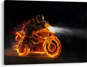 Obraz - Motorkár s plameňmi (70x50 cm)