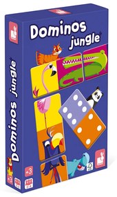 Detské obojstranné domino Džungľa Janod so zvieratkami 28 kariet od 3-7 rokov