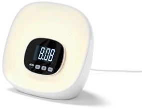 Budík využívajúci svetlo, s rádiom