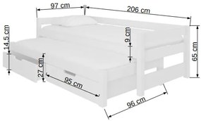 Detská posteľ s prístelkou Filis 90x200 cm - biela / sivá
