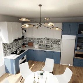 Luster na tyči LOTUS 6xE14/10W/230V čierna/béžová