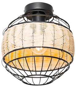 Orientálne stropné svietidlo čierne s ratanom 25 cm - Emir