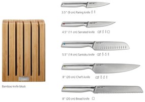 Súprava nožov so stojanom 5 ks z nehrdzavejúcej ocele Elevate Bamboo – Joseph Joseph