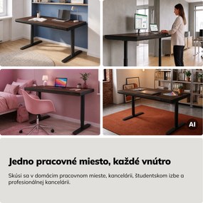 Elektrický písací stôl sit-stand so zásuvkou a bezdrôtovou nabíjačkou Qi čierny/orech, 1400 mm: ELLIS
