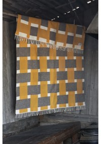Vlnená deka Punos 130x180, béžovo-oranžovo-biela