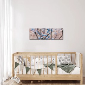 Obraz bobúľ na kríku (s hodinami) (90x30 cm)